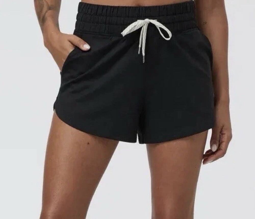 VUORI Women’s Black Heather Halo Boxy Drawstring Shorts Pockets Size XL vw3013